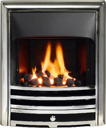 Aurora HE Glass Fronted Convector Inset Glass Fire - Chrome Finish