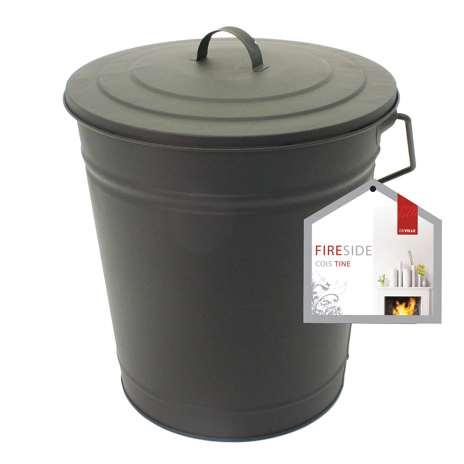 Basic Black Fire Bucket with Lid