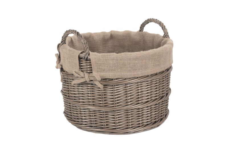 Devon Round Hessian Lined Log Basket
