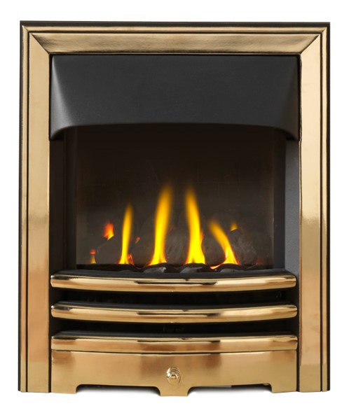 EOS HE Class 1 Glass Fronted Gas Insert Fire Convector - Antique Brass