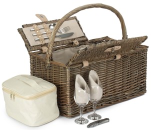 Antique Wash Lidded 2 Person Hamper