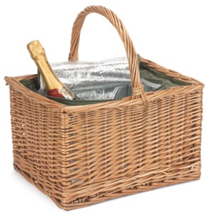 Deluxe Butcher's Basket With Green Tweed Cooler Bag