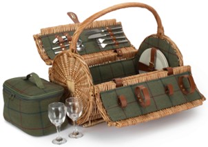 2 Person Green Tweed Barrel Hamper