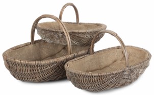 Set of 3 Shallow Antique Wash Lined Trug 