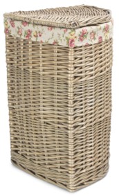 Small Antique Wash Corner Laundry Basket With Garden Rose Lining