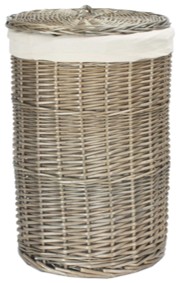 Small Antique Wash Round Laundry Basket With White Lining