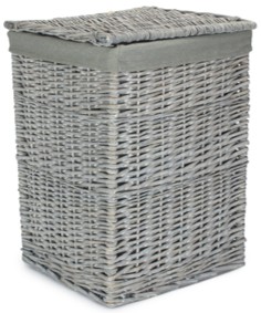 Small Grey Wash Square Laundry Basket With Grey Sage Lining