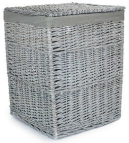 Large Grey Wash Square Laundry Basket With Grey Sage Lining
