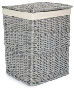 Small Grey Wash Square Laundry Basket With White Lining