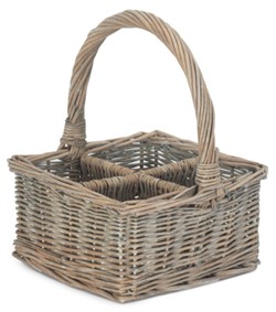 Grey Wash Square 4 Section Cutlery Basket