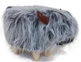 Gardeco Kaytie the Mottled Grey Highland Cow Footstool