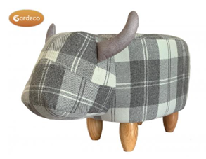 Gardeco Maisie the Grey Tartan Cow Footstool