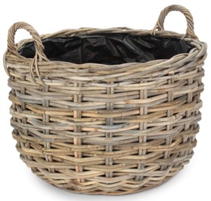 Large Curved Base Rattan Planter With Plastic Lining