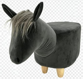 Gardeco Raven the Dark Grey Velvet Horse Footstool