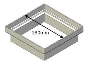 Jetmaster 230mm Square Flue Gather Adaptor