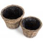 Set of 2 Tapered Rattan Round Planter With Plastic Lining 