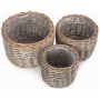 Set of 3 Round Antique Wash Planters