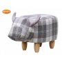 Gardeco Maisie the Grey Tartan Cow Footstool