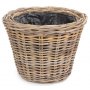 Set of 2 Tapered Rattan Round Planter With Plastic Lining 