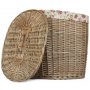 Small Antique Wash Oval Laundry Basket With Garden Rose Lining