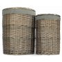 Set of 2 Antique Wash Round Laundry Basket With Grey Sage Lining