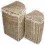 Set of 2 Antique Wash Corner Laundry Basket With Garden Rose Lining 