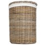 Large Round Rattan Laundry Hamper Basket With White Lining