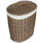 Large Antique Wash Oval Laundry Basket With White Lining