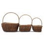 Set of 3 Rectangular Unpeeled Willow Garden Trug With Hessian Lining 