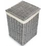 Small Grey Wash Square Laundry Basket With White Lining