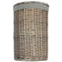 Small Antique Wash Round Laundry Basket With Grey Sage Lining