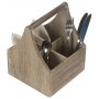 Oak Effect Square 4 Section Cutlery Holder