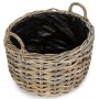 Large Curved Base Rattan Planter With Plastic Lining