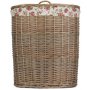 Large Antique Wash Oval Laundry Basket With Garden Rose Lining