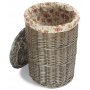 Small Antique Wash Round Laundry Basket With Garden Rose Lining