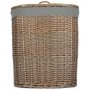 Large Antique Wash Oval Laundry Basket With Grey Sage Lining
