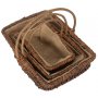Set of 3 Rectangular Unpeeled Willow Garden Trug With Hessian Lining 