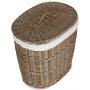 Small Antique Wash Oval Laundry Basket With White Lining