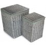 Set of 2 Grey Wash Square Laundry Basket With Grey Sage Lining 