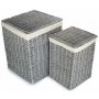 Set of 2 Grey Wash Square Laundry Basket With White Lining 