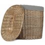 Small Antique Wash Oval Laundry Basket With Grey Sage Lining