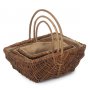 Set of 3 Rectangular Unpeeled Willow Garden Trug With Hessian Lining 