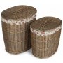 Set of 2 Antique Wash Oval Laundry Basket With Garden Rose Lining 