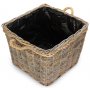 Large Square Tapered Rope Handled Rattan Planter With Plastic Lining