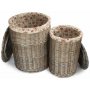 Set of 2 Antique Wash Round Laundry Basket With Garden Rose Lining