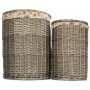 Set of 2 Antique Wash Round Laundry Basket With Garden Rose Lining