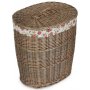 Large Antique Wash Oval Laundry Basket With Garden Rose Lining