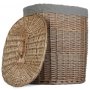 Large Antique Wash Oval Laundry Basket With Grey Sage Lining