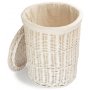 Large Round White Wash Laundry Hamper With White Lining
