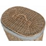 Small Antique Wash Oval Laundry Basket With Grey Sage Lining